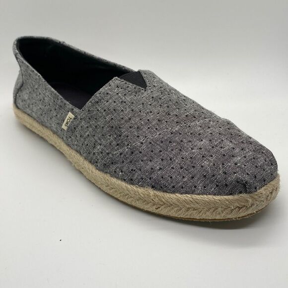 Tom's Classic Espadrille, Gray with Black Dots, size 10 - Picture 1 of 9